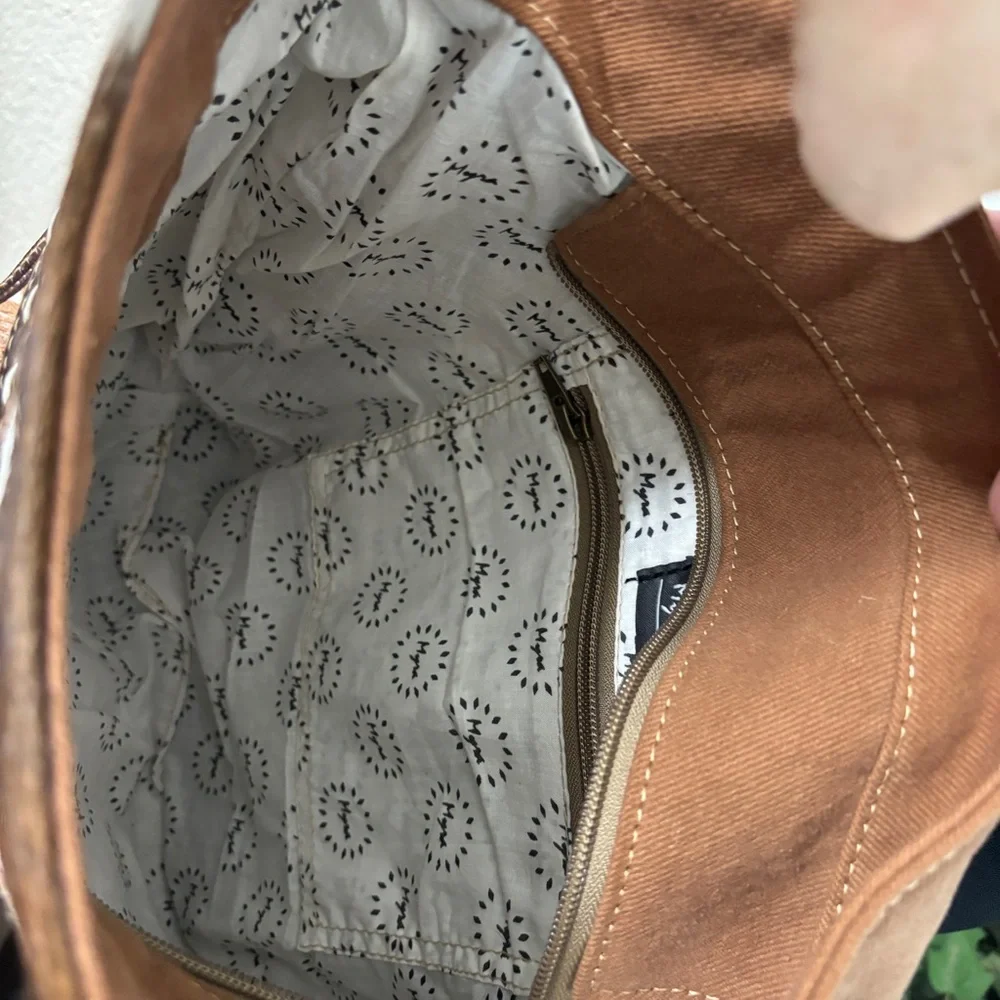 Myra Peridot Crossbody/Shoulder Hairon Leather Canvas Bag - Picture 14 of 16